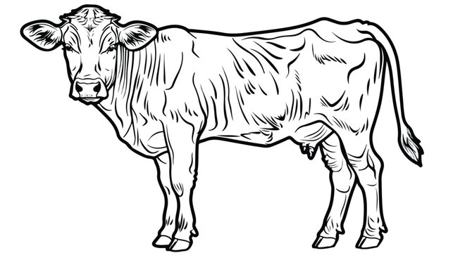 This is outline cow image for coloring flat vector