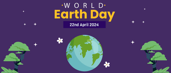 World Earth day background design. Horizontal banner template illustration 