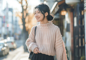 女性　秋　冬　美しい　かわいい　デート