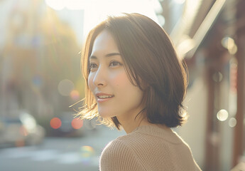 女性　秋　冬　美しい　かわいい　デート