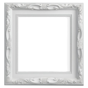 Mockup de marco blanco con molduras con fondo transparente