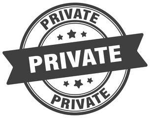 private stamp. private label on transparent background. round sign