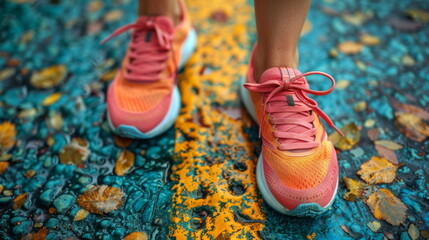 Close Up of Persons Feet in Running Shoes