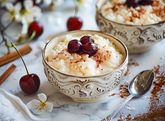Creamy rice pudding with a hint of vanilla - 770476358