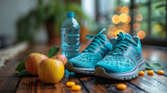 Running Shoes Beside Water Bottle