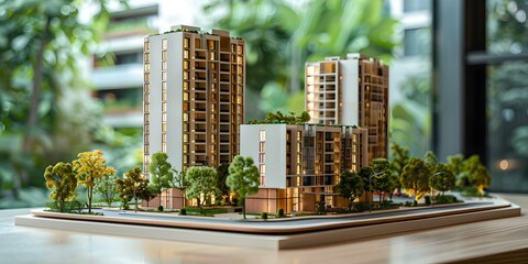 Luxurious Condo Development Scale Model Showcasing Architectural Design and Urban Living