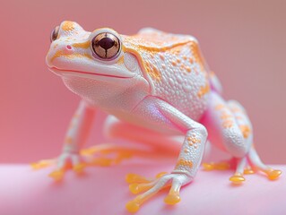 treefrog macro isolated exotic frog, bright vivid colors, closeup. Exotic frog on a pastel gradient background