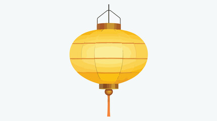 Yellow lantern lamp decoration isolated flat vector is