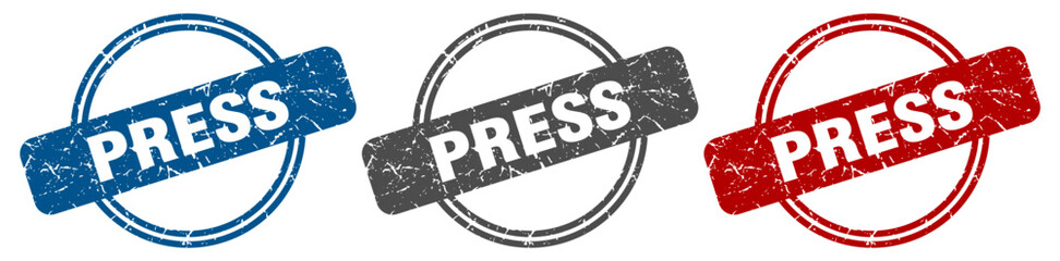 press stamp. press sign. press label set - obrazy, fototapety, plakaty