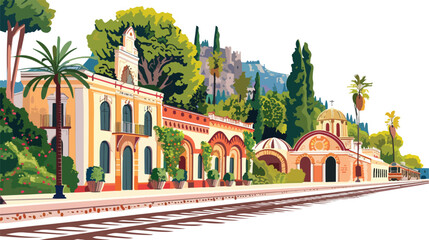 Taormina Italy  Taormina Giardini Naxos railway - obrazy, fototapety, plakaty