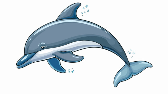 This is a vector illustration of cartoon Cute Dolphin