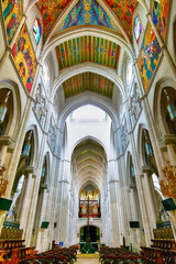 Fototapeta na wymiar Madrid , Spain - July 22, 2023: Interior of Almudena Cathedral (Santa María la Real de La Almudena) as Catholic Church in Madrid, Spain