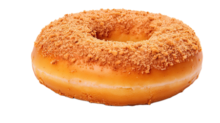 Glazed donut with cinnamon powder isolated on transparent or white background