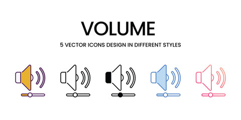 Volume  icons set in different style vector stock illustration - obrazy, fototapety, plakaty