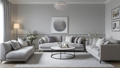 Serene elegance of this light grey living room