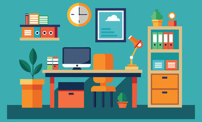 flat vector illustration group business team meeting and creative agency workspace