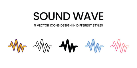 Sound Wave icons set in different style vector stock illustration