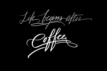 Coffee time. Lettering vector illustration for poster, card, banner for cafe. Graphic design lifestyle lettering. Handwritten lettering design elements for cafe decoration and shop advertising