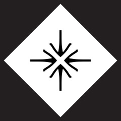 Inward arrow icon vector. Four Arrows logo design. Arrow pointing center vector icon illustration in rhombus isolated on black background