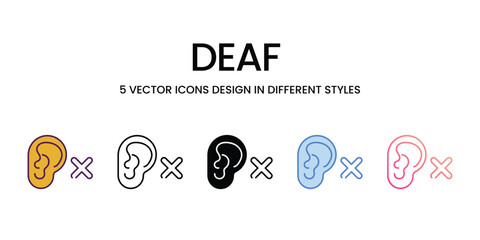 Deaf  icons set in different style vector stock illustration