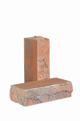 Construction Materials Ideas. Pair of Solid Artificially Aged Red Bricks for Building Construction Works - 770485729