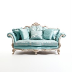 Luxurious, antique sofa on a white, isolated background. Old, palace furniture. - 770485792