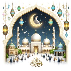 Designs for every Islamic event like Mahe Ramadan and Eid ul Fitr,
Mosque Minaret Lanterns And Social Media Crescent Background

 - obrazy, fototapety, plakaty