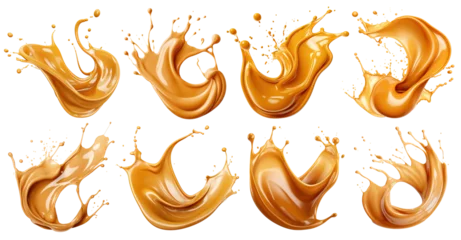 Poster Set of delicious caramel splashes, cut out © Yeti Studio