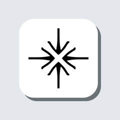 Inward arrow icon vector. Four Arrows sign symbol in trendy flat style. Arrow pointing center vector icon illustration in square isolated on gray background