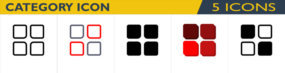 Icon Set Category with 5 style for download (Ecommerce Pack)