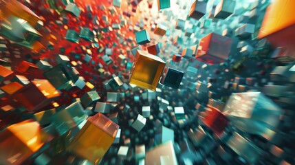 Abstract dissolving square- 3d rendering