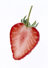 Sliced strawberry on white background