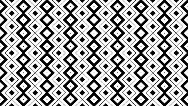 Seamless black and white geometric pattern with diamond and zigzag shapes for backgrounds and textiles.