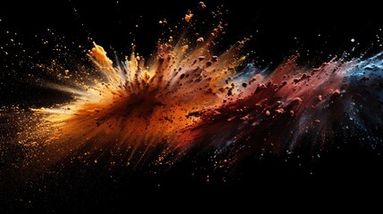 Powder explosion isolated on black background. Colored dust erupts - 770491195