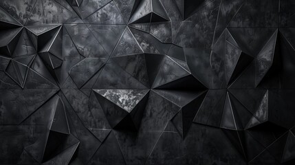 Black triangular abstract background, Grunge surface, 3d Rendering