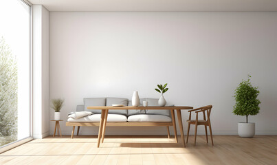 Fototapeta na wymiar modern bright interiors apartment Living room 3D rendering illustration computer generated image