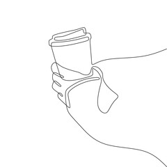 Single Continus Lineart of Hand Holding Cup of Water