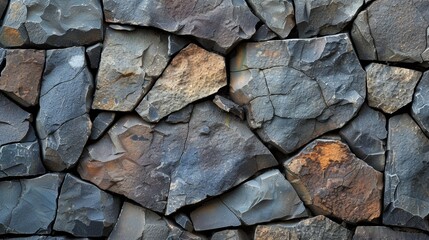 Multi-colored rough stone wall providing a richly textured natural background.