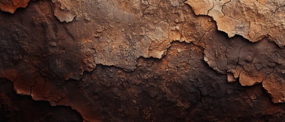 Fototapeta premium Wide-angle view of dry, cracked earth, presenting a natural mosaic of desiccated soil.