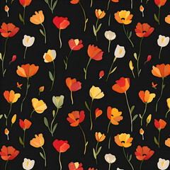 seamless pattern with flowers ai generative 