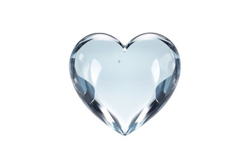 Heart Shaped Glass Object on White Background. On a White or Clear Surface PNG Transparent Background.