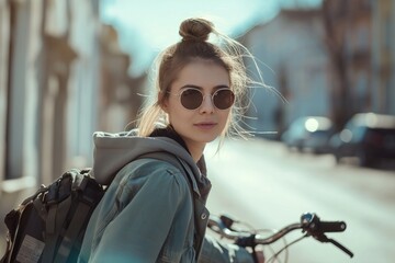 Urban Chic Woman with Bicycle
