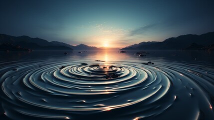 Fototapeta na wymiar Panorama Water ripples from a drop of water in the dark. 
