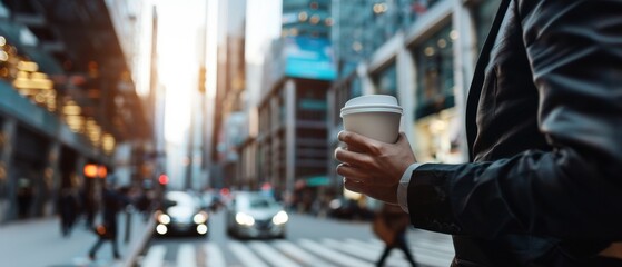 Man with Coffee To Go, City Business Lifestyle