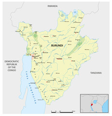 Vector map of the East African state of Burundi