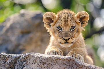 A hilarious close-up of a grumpy lion cub with a permanent frown