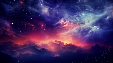 Fototapeta na wymiar Galactic Sky, Colorful Sunset Hues, Astronomical Twilight with Copy Space
