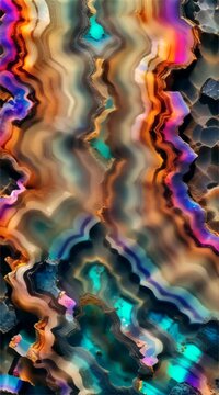A mesmerizing abstract with undulating forms and a spectrum of colors that ripple and flow like a vibrant geological formation.