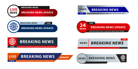 Breaking news lower third design tv design bar vector video - obrazy, fototapety, plakaty