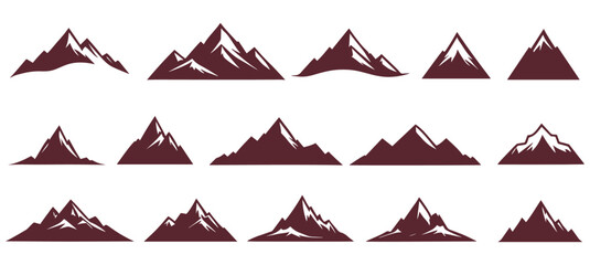 mountain silhouette icon vector set for logo